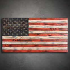 Wooden Flag - Outlined Stars